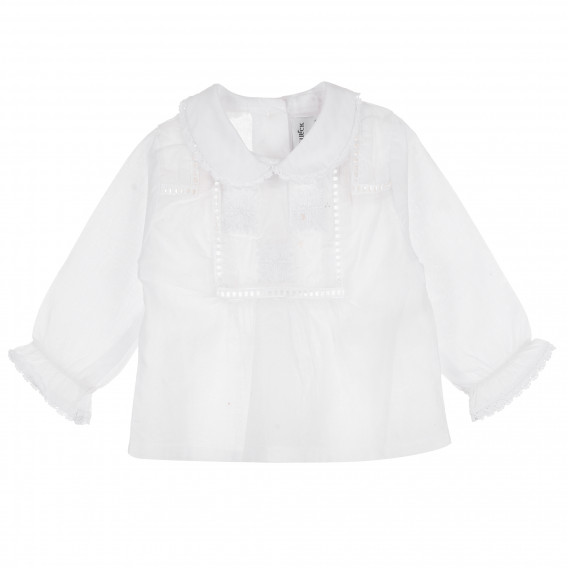 Памучна бяла риза за бебе момиче с якичка Neck & Neck 384681 