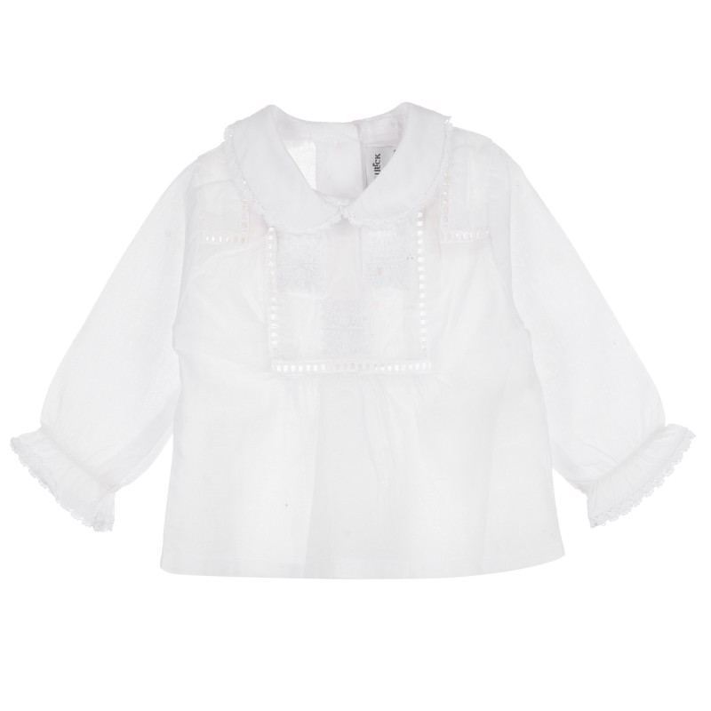 Памучна бяла риза за бебе момиче с якичка  384681
