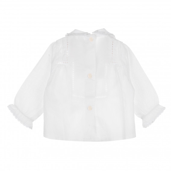 Памучна бяла риза за бебе момиче с якичка Neck & Neck 384684 4