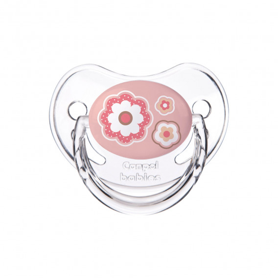 Биберон Тип Залъгалка Newborn Baby, силиконов, 0-6 месеца, 1 бр., розови цветя Canpol 384697 