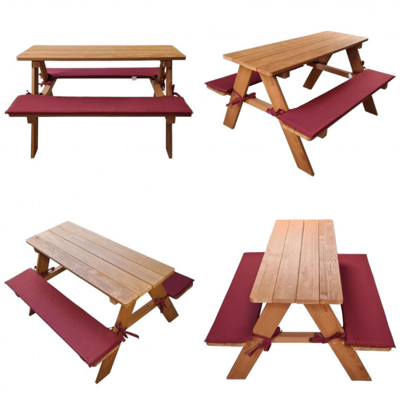Детска маса за пикник с пейки и меки възглавници Ginger Home 384762 3