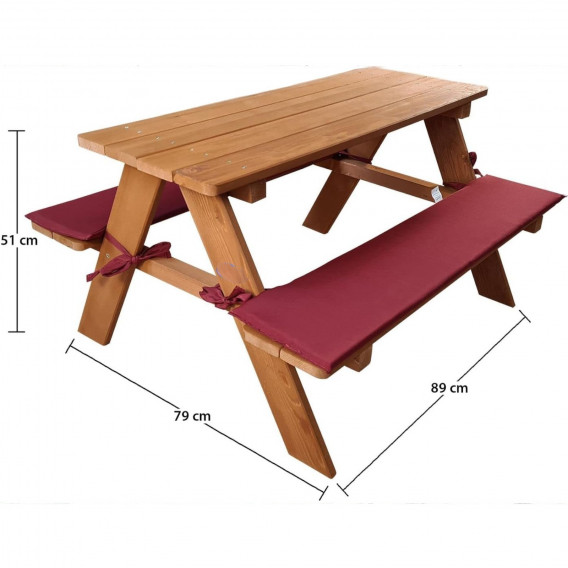 Детска маса за пикник с пейки и меки възглавници Ginger Home 384763 4
