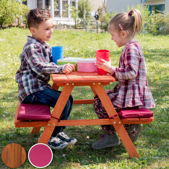 Детска маса за пикник с пейки и меки възглавници Ginger Home 384765 6