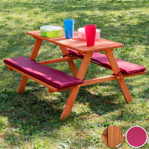 Детска маса за пикник с пейки и меки възглавници Ginger Home 384767 8