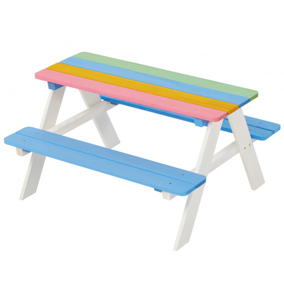 Градински комплект от детска маса с пейки за пикник - RAINBOW Ginger Home 384792 