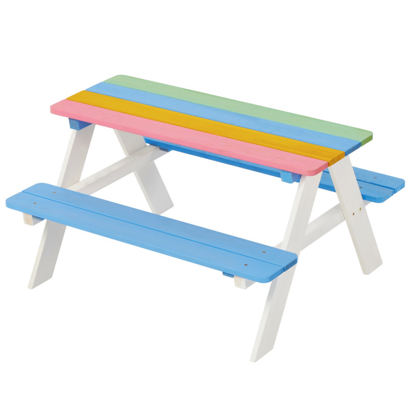 Градински комплект от детска маса с пейки за пикник - RAINBOW  384792