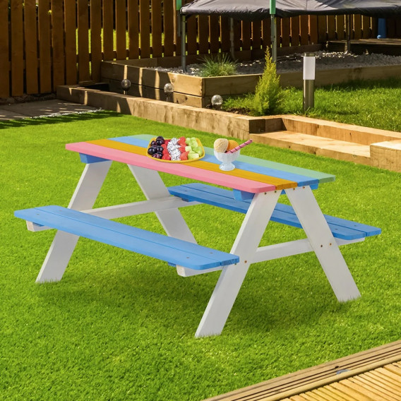 Градински комплект от детска маса с пейки за пикник - RAINBOW Ginger Home 384801 10