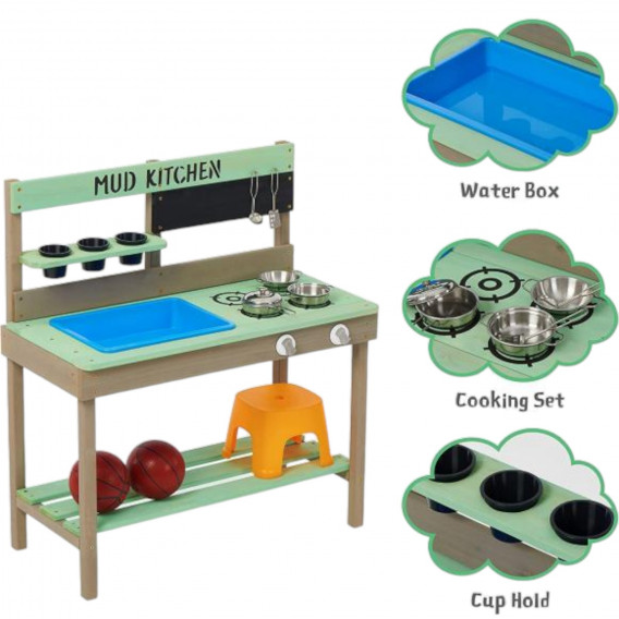 Детска кухня от дърво за игра на открито Ginger Home 384804 2