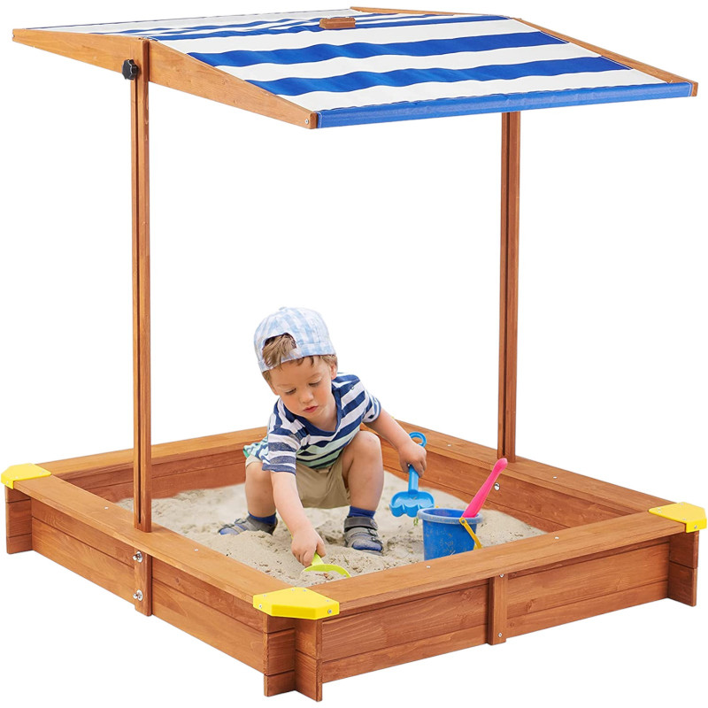 Детски пясъчник от дърво с регулируемeм, водоустойчив сенник-покривало anti-UV  384811