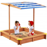 Детски пясъчник от дърво с регулируемeм, водоустойчив сенник-покривало anti-UV Ginger Home 384814 4