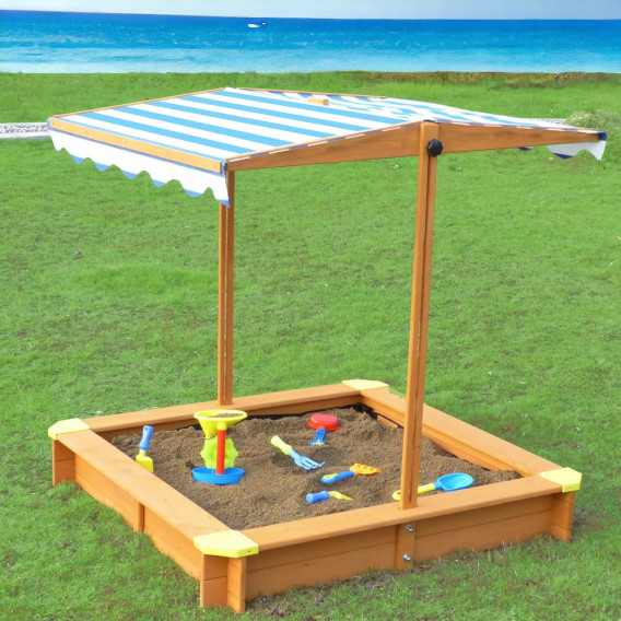 Детски пясъчник от дърво с регулируемeм, водоустойчив сенник-покривало anti-UV Ginger Home 384818 8