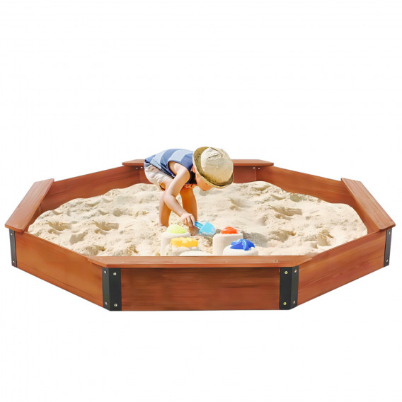 Голям дървен детски пясъчник с покривало OCTAGON Ginger Home 384827 4