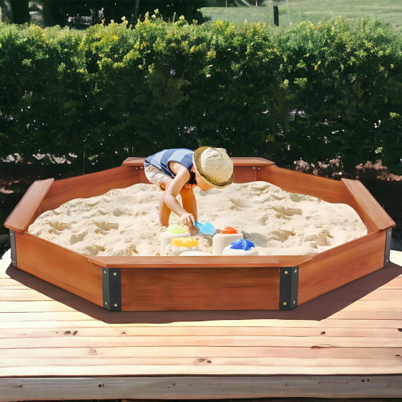 Голям дървен детски пясъчник с покривало OCTAGON Ginger Home 384831 8