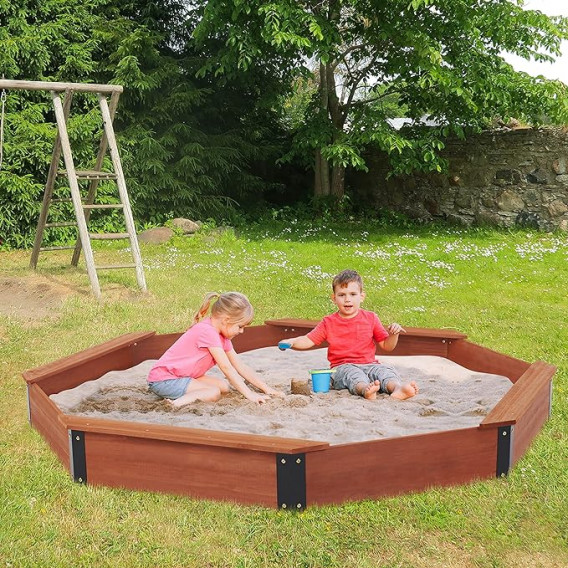 Голям дървен детски пясъчник с покривало OCTAGON Ginger Home 384833 10