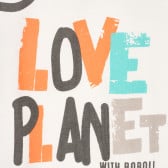 Памучна тениска Love planet, бяла Boboli 385040 3