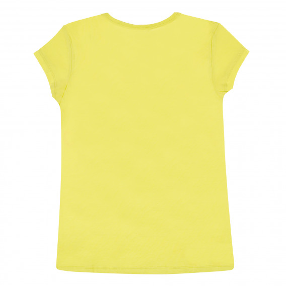 Памучна тениска с брокатен надпис, жълта Benetton 385107 4