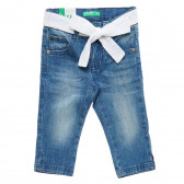 Дънки с колан от дантела, сини Benetton 385390