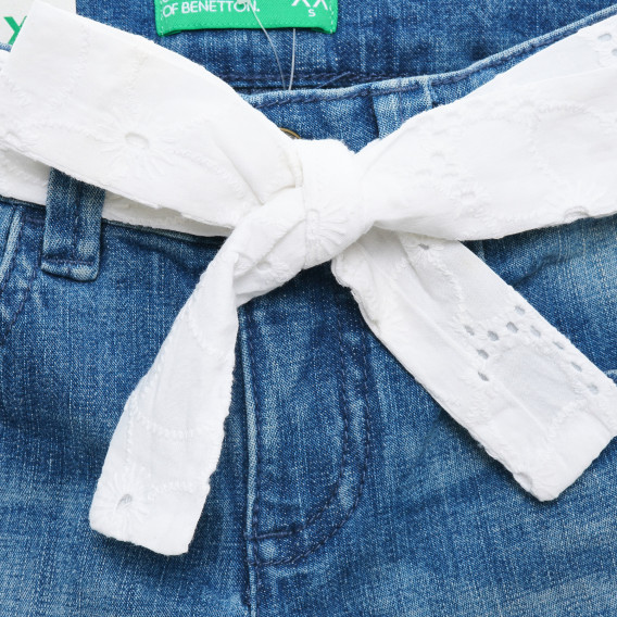 Дънки с колан от дантела, сини Benetton 385407 2