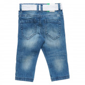 Дънки с колан от дантела, сини Benetton 385409 4