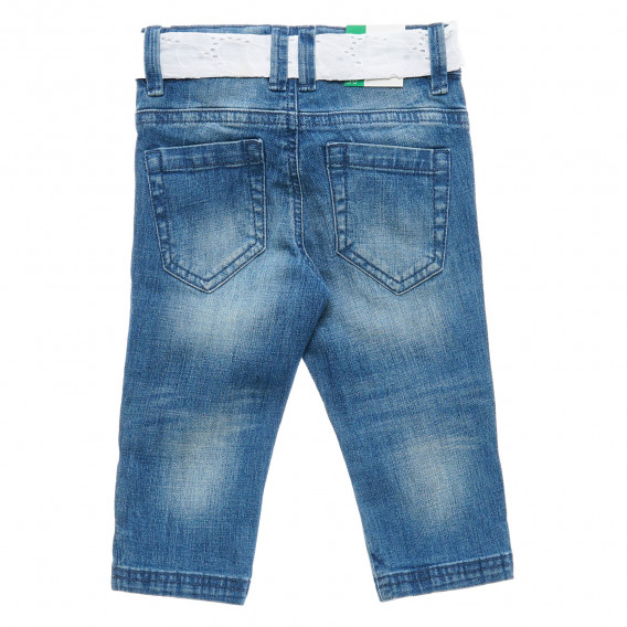 Дънки с колан от дантела, сини Benetton 385409 4