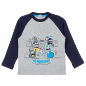 Памучна блуза с щампа на чудовища за бебе, сива Chicco 385422 