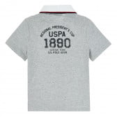 Памучна тениска с бродерия за момче сива Polo assn. 385553 5