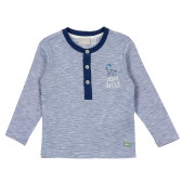 Памучна блуза с малка щампа на мече за бебе, синя Chicco 385718 