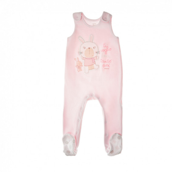 Памучен комплект  с апликация на зайче за бебе момиче Chicco 38614 