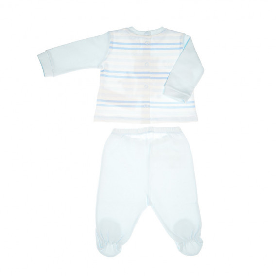Памучен комплект от блуза с дълъг ръкав и ританки за бебе момче с картинка на животни Chicco 38656 2
