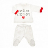Комплект от 2 части унисекс за бебе с надпис "Mum is my first love" Chicco 38660 