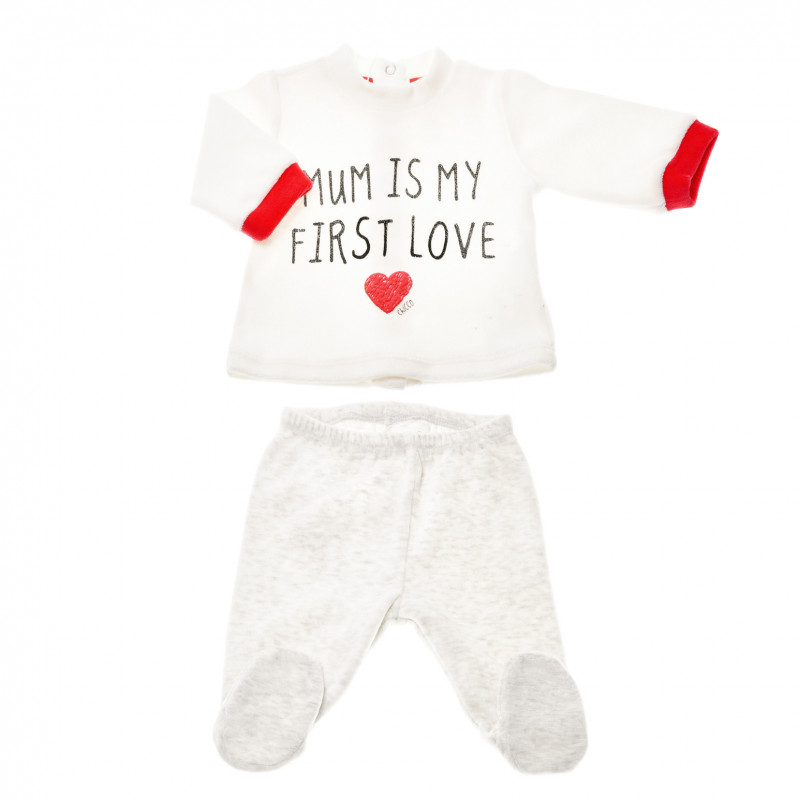 Комплект от 2 части унисекс за бебе с надпис "Mum is my first love"  38660