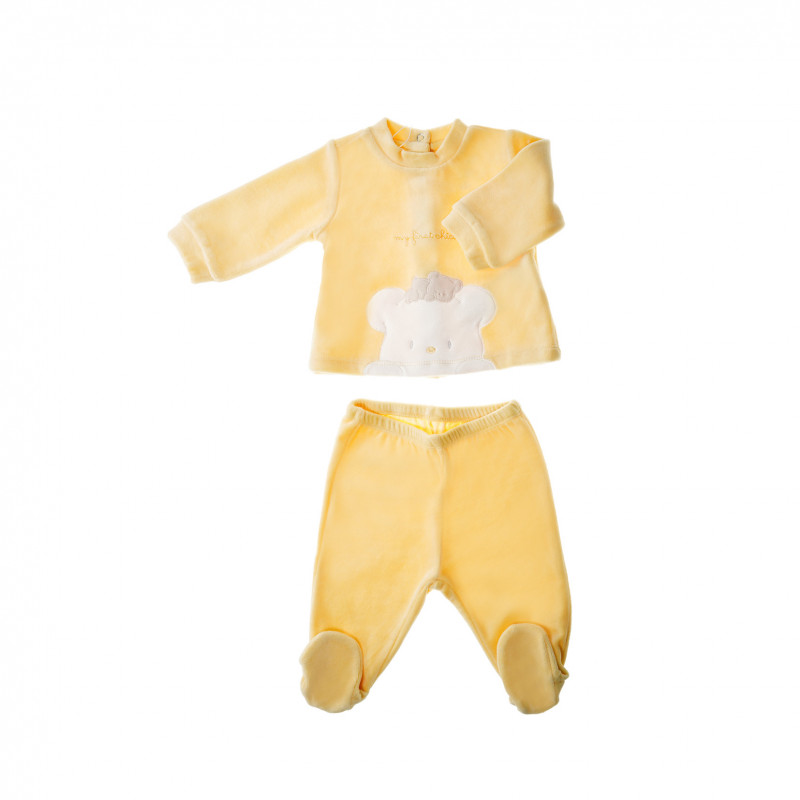 Плюшен комплект от 2 части за бебе, жълт  38668