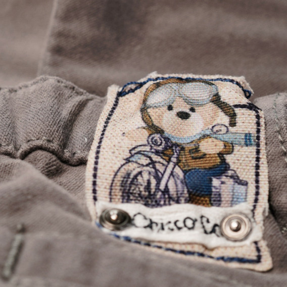 Памучен панталон за бебе с малка апликация сив Chicco 38798 4