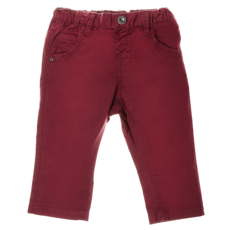 Памучен панталон с ластик за бебе за момче тъмно червен  38993