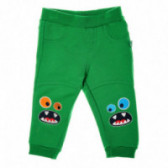 Памучен панталон с весела бродерия за момче зелен Chicco 39065 