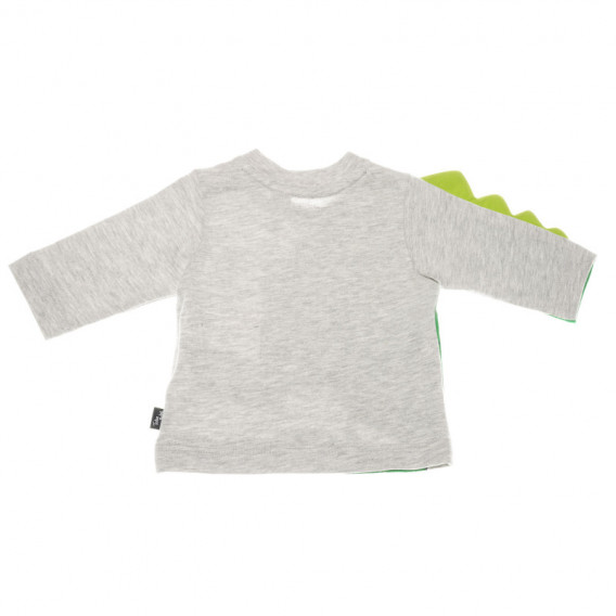 Памучна блуза с дълъг ръкав за бебе момче и закачлив принт в зелено Chicco 39250 2