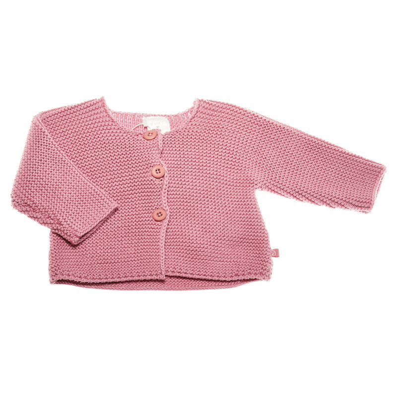 Плетена жилетка за бебе момиче с три копченца, розова  39341
