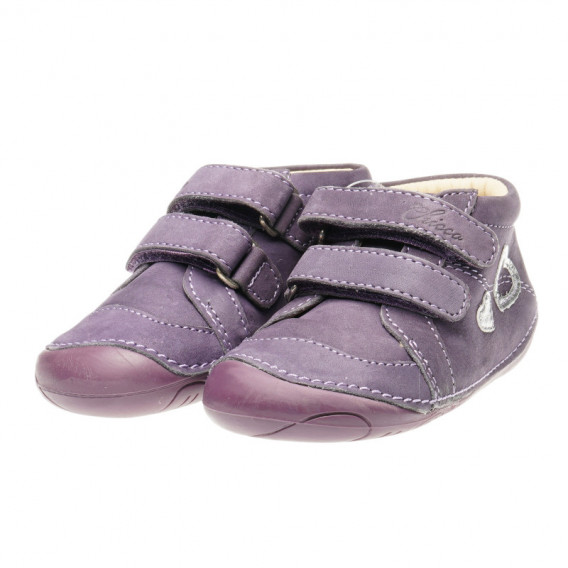 Кожени обувки с апликация сърце за бебе момиче, лилави Chicco 39439 