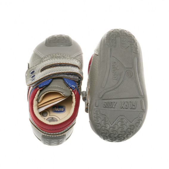 Кожени обувки за бебе момче с червени детайли Chicco 39466 3
