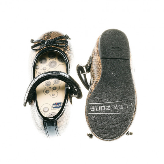 Кожени обувки с декорация панделка за момиче, бежови Chicco 39520 4