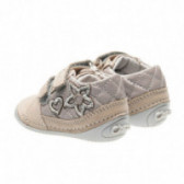 Кожени обувки с декорация на сърца за бебе момиче, бежови Chicco 39819 2