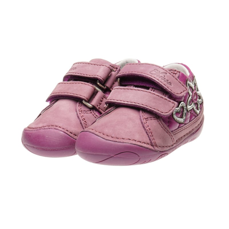 Кожени обувки с декорация на сърца за бебе момиче, розови  39822