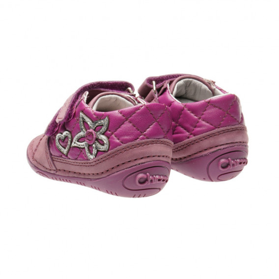 Кожени обувки с декорация на сърца за бебе момиче, розови Chicco 39823 2