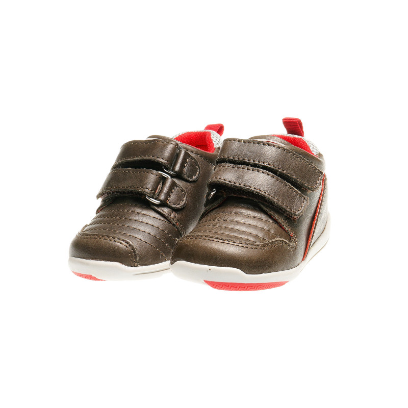 Кожени обувки за бебе момче със червен акцент  39911
