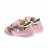 Кожени маратонки със сребърна лепенка за бебе момиче, розови Chicco 39936 2