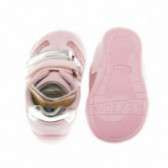 Кожени маратонки със сребърна лепенка за бебе момиче, розови Chicco 39937 3