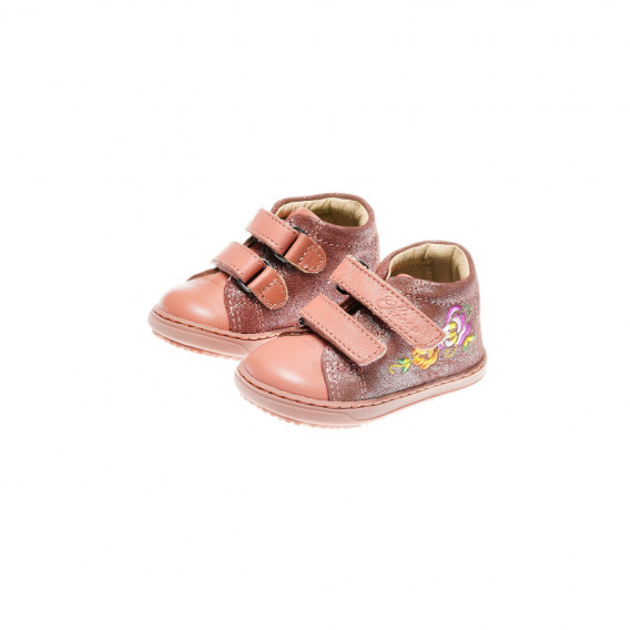 Кожени обувки за бебе момиче, розови с брокат Chicco 39983 