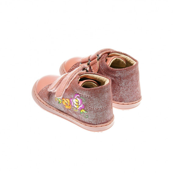 Кожени обувки за бебе момиче, розови с брокат Chicco 39984 2