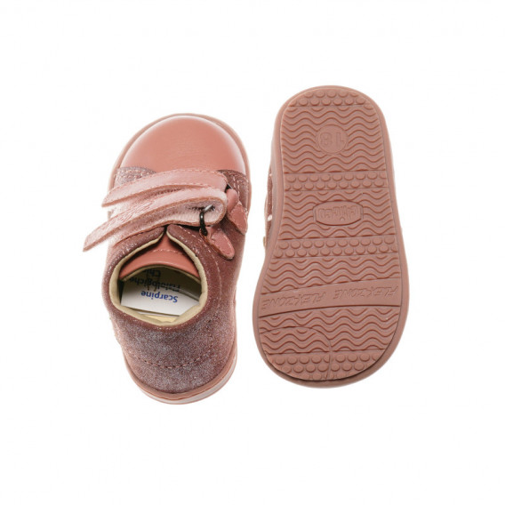 Кожени обувки за бебе момиче, розови с брокат Chicco 39985 3