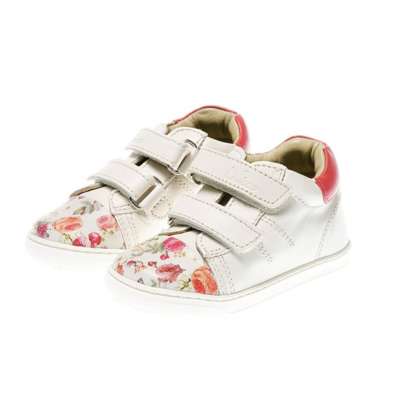 Кожени обувки за бебе момиче с принт на цветя Chicco 39986 
